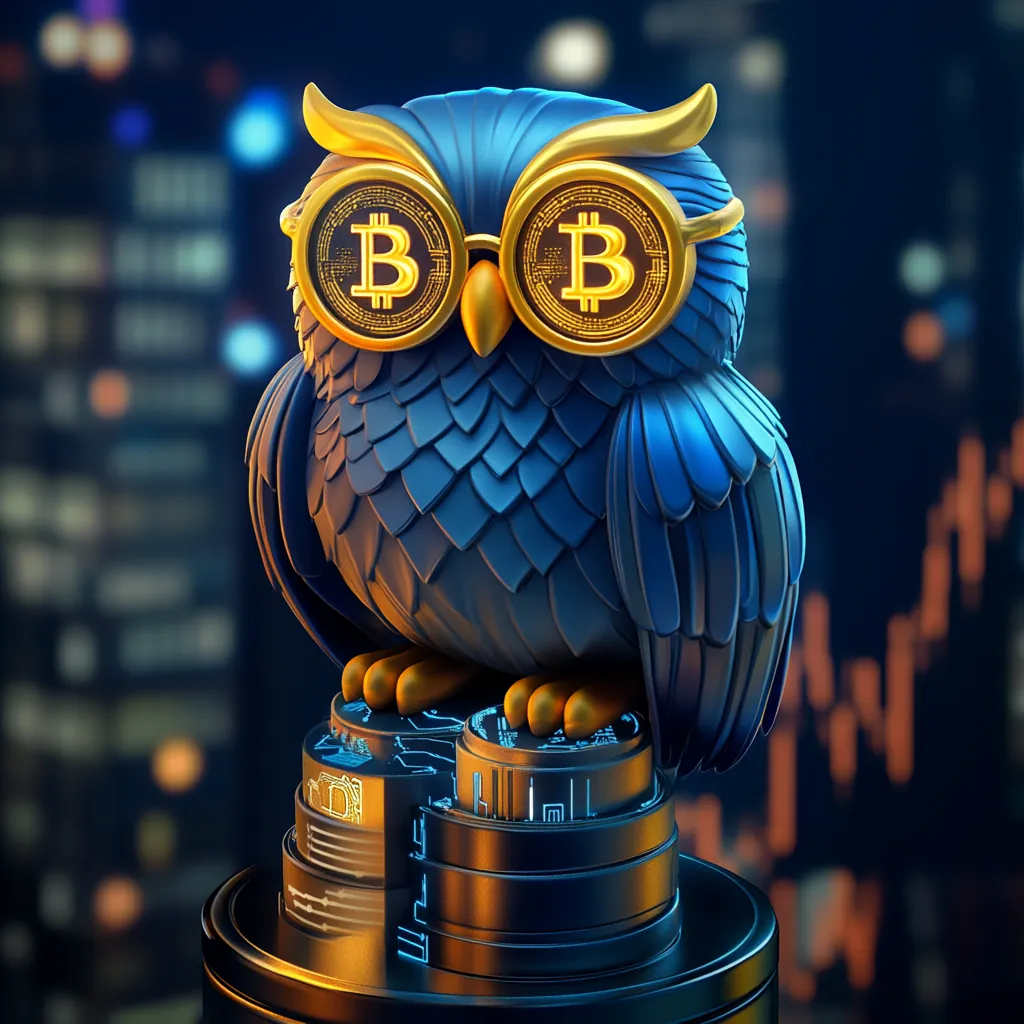 Crypto owl agent — a neon-purple 3D owl character